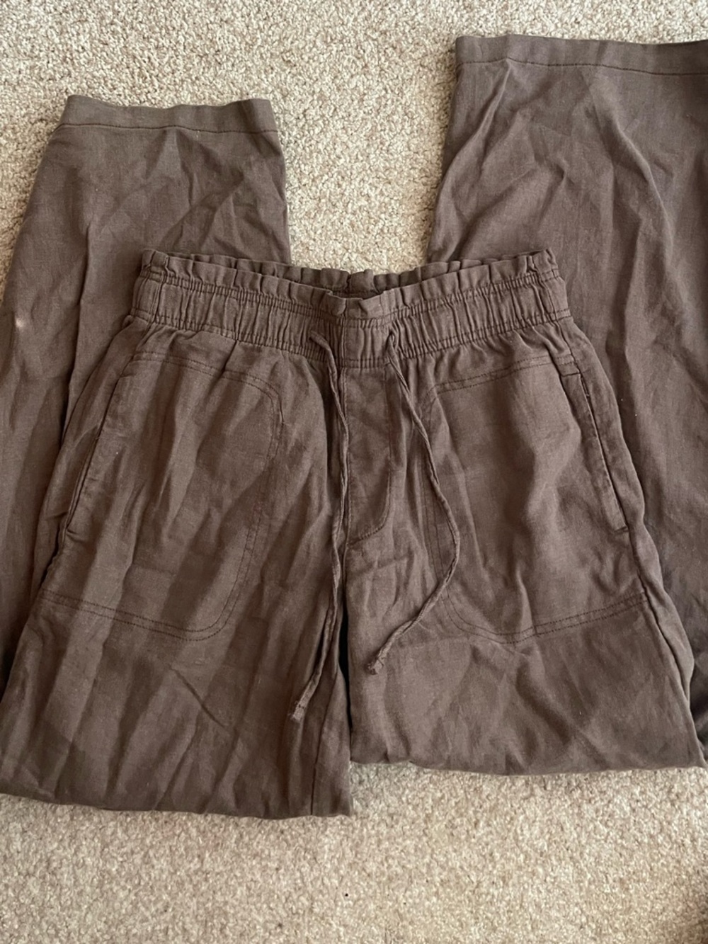 american eagle Dreamy Drape Linen-Blend Pull On Pant